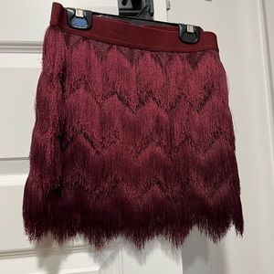 BCBGMAXAZRIA FRINGE MINI SKIRT -XS